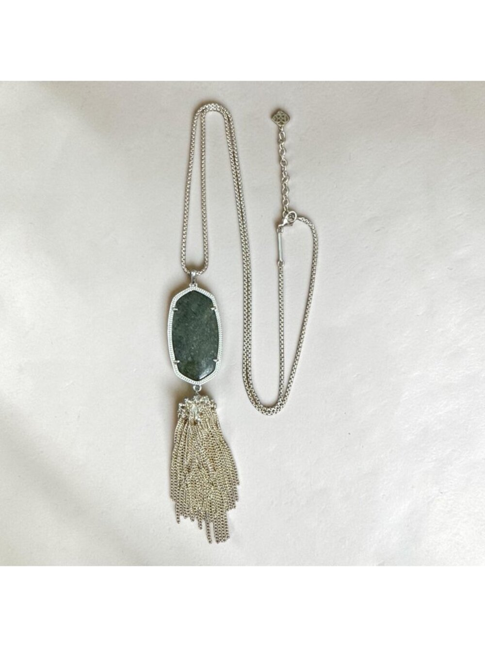 Kendra Scott Rayne Long Gold Necklace With Pyrite Stone & Tassel Pendant - Picture 1 of 13